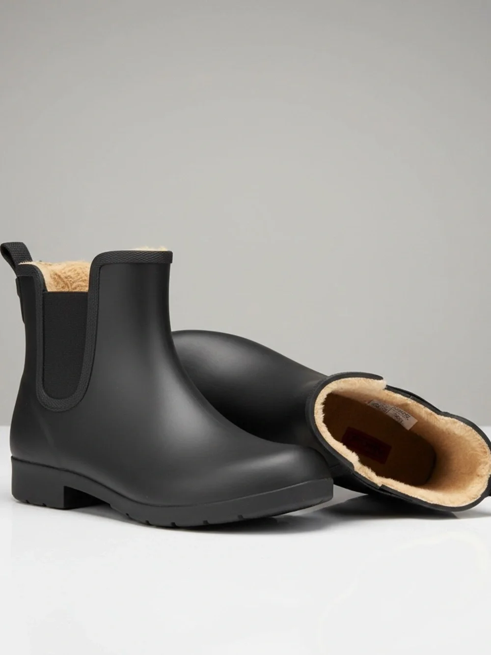 Women’s Chooka Black Chelsea Rain Boots with Cozy Lining